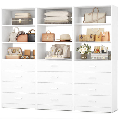 3.55 FT Walk-in Modular Closet Organizer System with 8 Wood Drawers and 6 Shelves