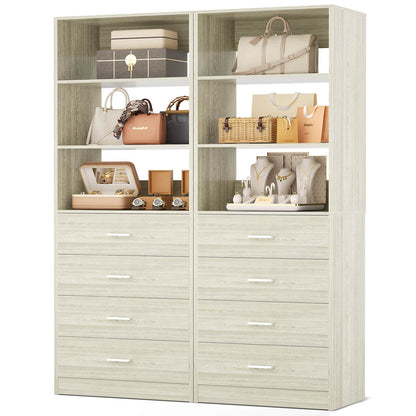 3.55 FT Modular Closet Organizer System with 8 Wood Drawers and 6 Shelves