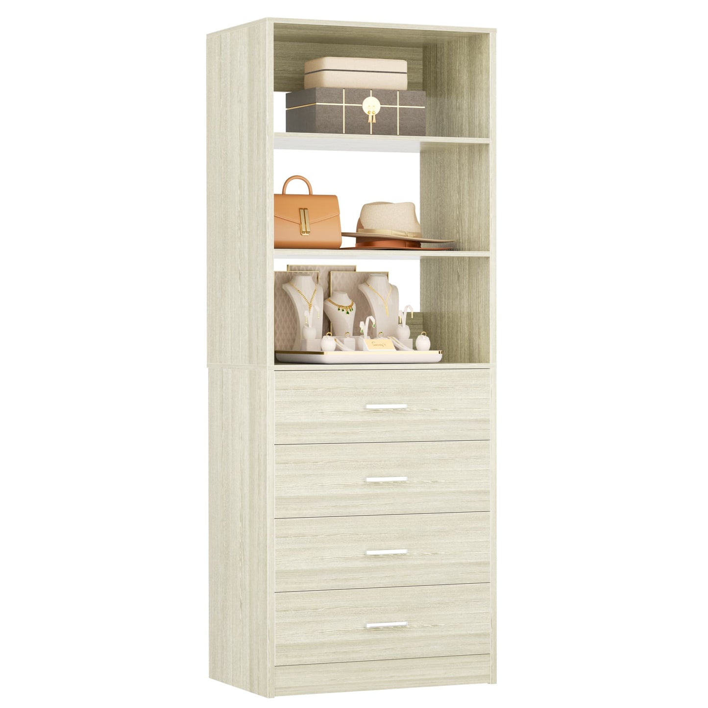21.3'' Freestanding Closet System with 4 Drawers and Shelves