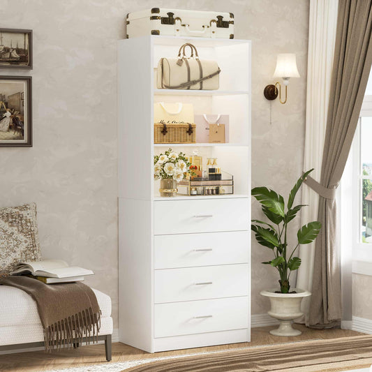 21.3'' Freestanding Closet System with 4 Drawers and Shelves