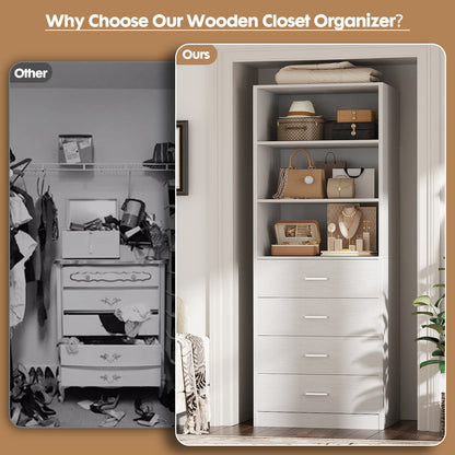 21.3'' Freestanding Closet System with 4 Drawers and Shelves