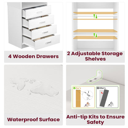 21.3'' Freestanding Closet System with 4 Drawers and Shelves