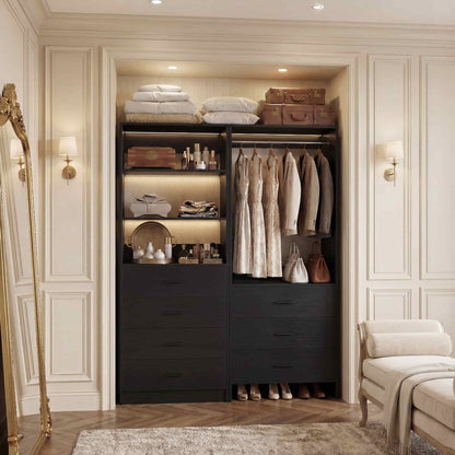 45'' Wide Closet Organizer System Set of 2, Walk-in Closet Storage System with 7 Drawers, Hanging Rod and Adjustable Shelf