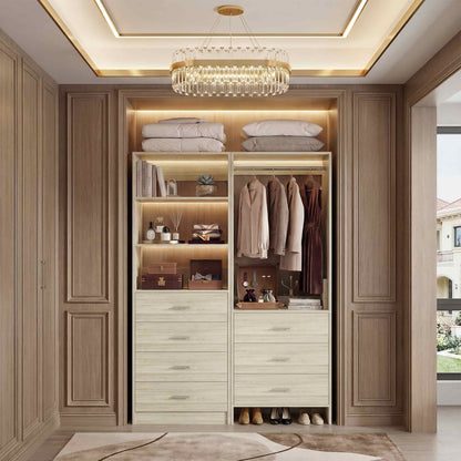 45'' Wide Closet Organizer System Set of 2, Walk-in Closet Storage System with 7 Drawers, Hanging Rod and Adjustable Shelf