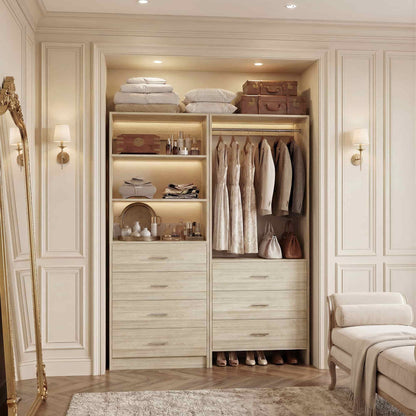 45'' Wide Closet Organizer System Set of 2, Walk-in Closet Storage System with 7 Drawers, Hanging Rod and Adjustable Shelf