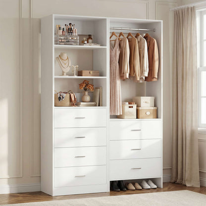 45'' Wide Closet Organizer System Set of 2, Walk-in Closet Storage System with 7 Drawers, Hanging Rod and Adjustable Shelf