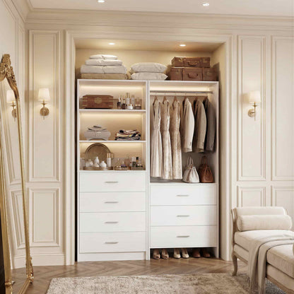 45'' Wide Closet Organizer System Set of 2, Walk-in Closet Storage System with 7 Drawers, Hanging Rod and Adjustable Shelf