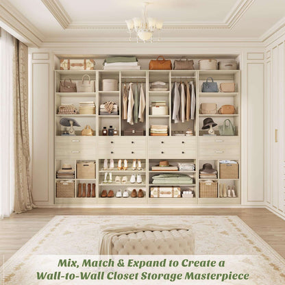 2-Piece Freestanding Closet System, 22"+28" Wardrobe Organizer with Drawers & Adjustable Shelves