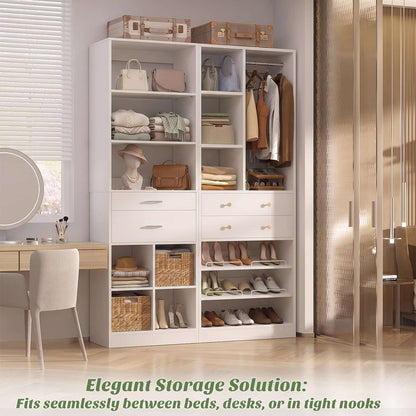 2-Piece Freestanding Closet System, 22"+28" Wardrobe Organizer with Drawers & Adjustable Shelves
