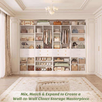 2-Piece Freestanding Closet System, 22"+28" Wardrobe Organizer with Drawers & Adjustable Shelves