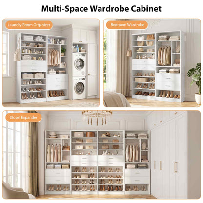 Closet and Shoe Storage Bundle: 2 FT Freestanding Closet System with Drawers + 10-Tier Shoe Cabinet - Complete Organization Kit for Small Spaces