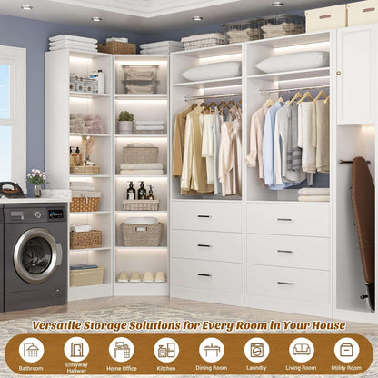 3-Piece Closet Organizer System with 6 Drawers & 10 Shelves, 1500LBS Heavy Duty L-Shaped/I-Shaped Walk-In Closet Storage for Bedroom, Entryway & More