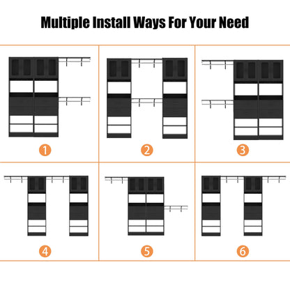 41-120 Inch Adjustable Wardrobe Closet System with 4 Drawers, Cabinets, and Shelves