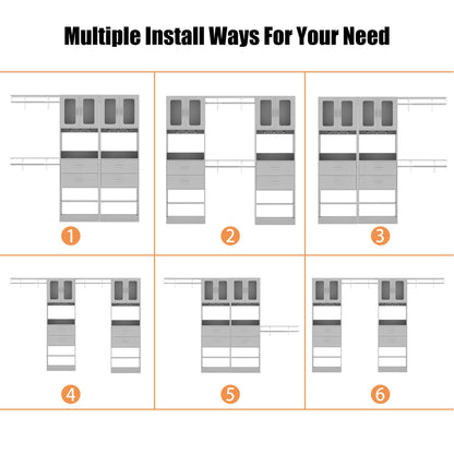 41-120 Inch Adjustable Wardrobe Closet System with 4 Drawers, Cabinets, and Shelves