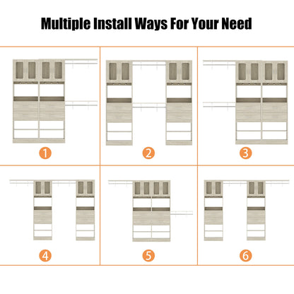 41-120 Inch Adjustable Wardrobe Closet System with 4 Drawers, Cabinets, and Shelves