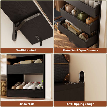 3.5-10 Ft Adjustable Closet Organizer System Set of 2, Heavy Duty Walk-in Closet System with 6 Drawers, 4 Hanging Rods & 2 Shelf Towers