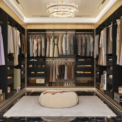 3.5-10 Ft Adjustable Closet Organizer System Set of 2, Heavy Duty Walk-in Closet System with 6 Drawers, 4 Hanging Rods & 2 Shelf Towers