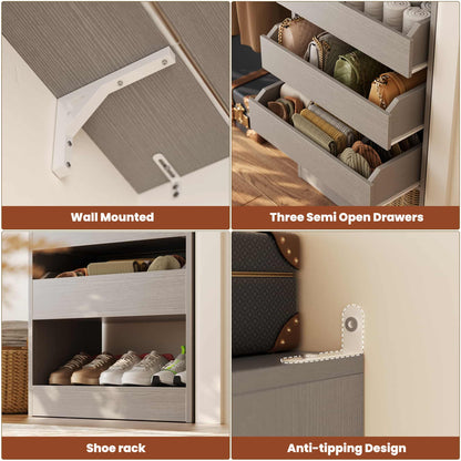 3.5-10 Ft Adjustable Closet Organizer System Set of 2, Heavy Duty Walk-in Closet System with 6 Drawers, 4 Hanging Rods & 2 Shelf Towers
