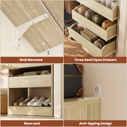 3.5-10 Ft Adjustable Closet Organizer System Set of 2, Heavy Duty Walk-in Closet System with 6 Drawers, 4 Hanging Rods & 2 Shelf Towers