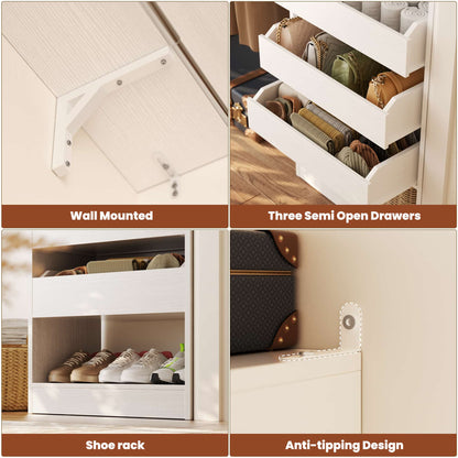 3.5-10 Ft Adjustable Closet Organizer System Set of 2, Heavy Duty Walk-in Closet System with 6 Drawers, 4 Hanging Rods & 2 Shelf Towers