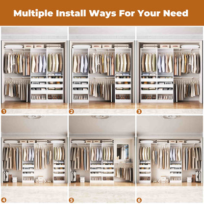 3.5-10 Ft Adjustable Closet Organizer System Set of 2, Heavy Duty Walk-in Closet System with 6 Drawers, 4 Hanging Rods & 2 Shelf Towers