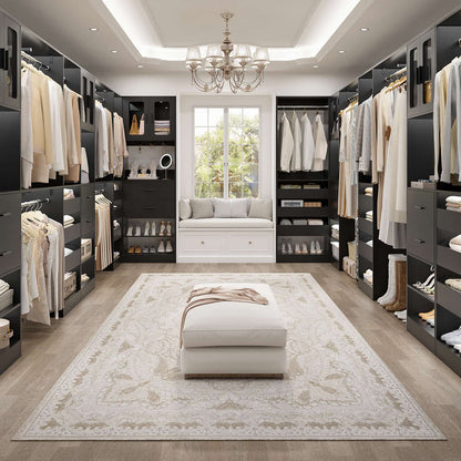 120'' Closet System with 2 Sets, 10FT Walk in Closet Organizer with 5 Drawers & 3 Hanging Rods, Reversible