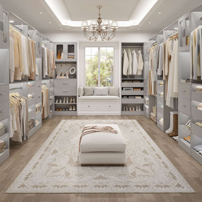 120'' Closet System with 2 Sets, 10FT Walk in Closet Organizer with 5 Drawers & 3 Hanging Rods, Reversible