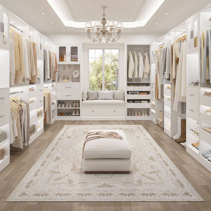 120'' Closet System with 2 Sets, 10FT Walk in Closet Organizer with 5 Drawers & 3 Hanging Rods, Reversible