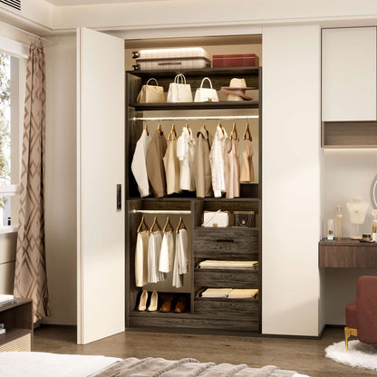 3FT Walk-in Closet System with 3 Drawers, 36'' Floor Standing Wardrobe Closet with 2 Hanging Rods & Storage Shelves
