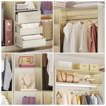 3FT Walk-in Closet System with 3 Drawers, 36'' Floor Standing Wardrobe Closet with 2 Hanging Rods & Storage Shelves