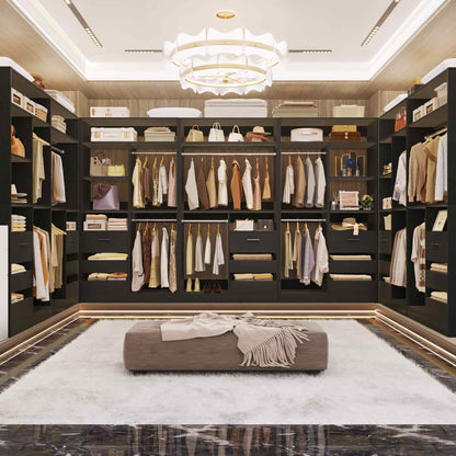 72'' Closet System 2-Piece Set with 6 Drawers, Walk-in Closet Organizer with Hanging Rods & Shelves