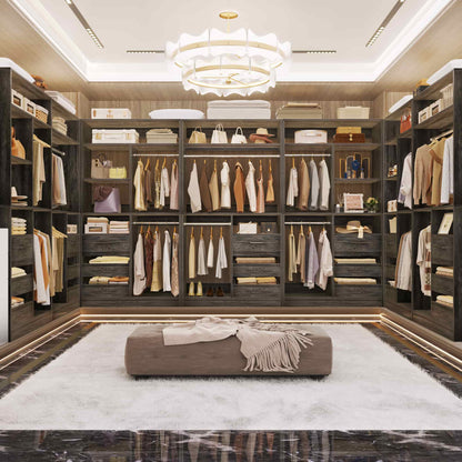 72'' Closet System 2-Piece Set with 6 Drawers, Walk-in Closet Organizer with Hanging Rods & Shelves