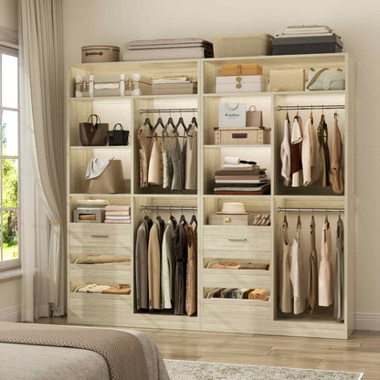 72'' Closet System 2-Piece Set with 6 Drawers, Walk-in Closet Organizer with Hanging Rods & Shelves