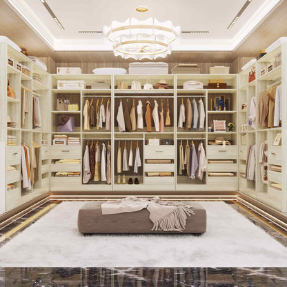 72'' Closet System 2-Piece Set with 6 Drawers, Walk-in Closet Organizer with Hanging Rods & Shelves