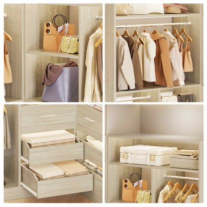 72'' Closet System 2-Piece Set with 6 Drawers, Walk-in Closet Organizer with Hanging Rods & Shelves