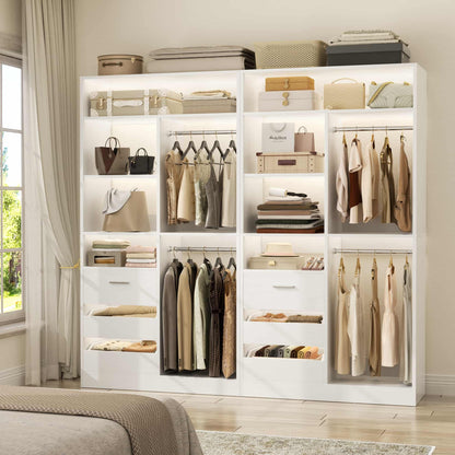 72'' Closet System 2-Piece Set with 6 Drawers, Walk-in Closet Organizer with Hanging Rods & Shelves