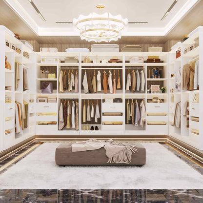 72'' Closet System 2-Piece Set with 6 Drawers, Walk-in Closet Organizer with Hanging Rods & Shelves