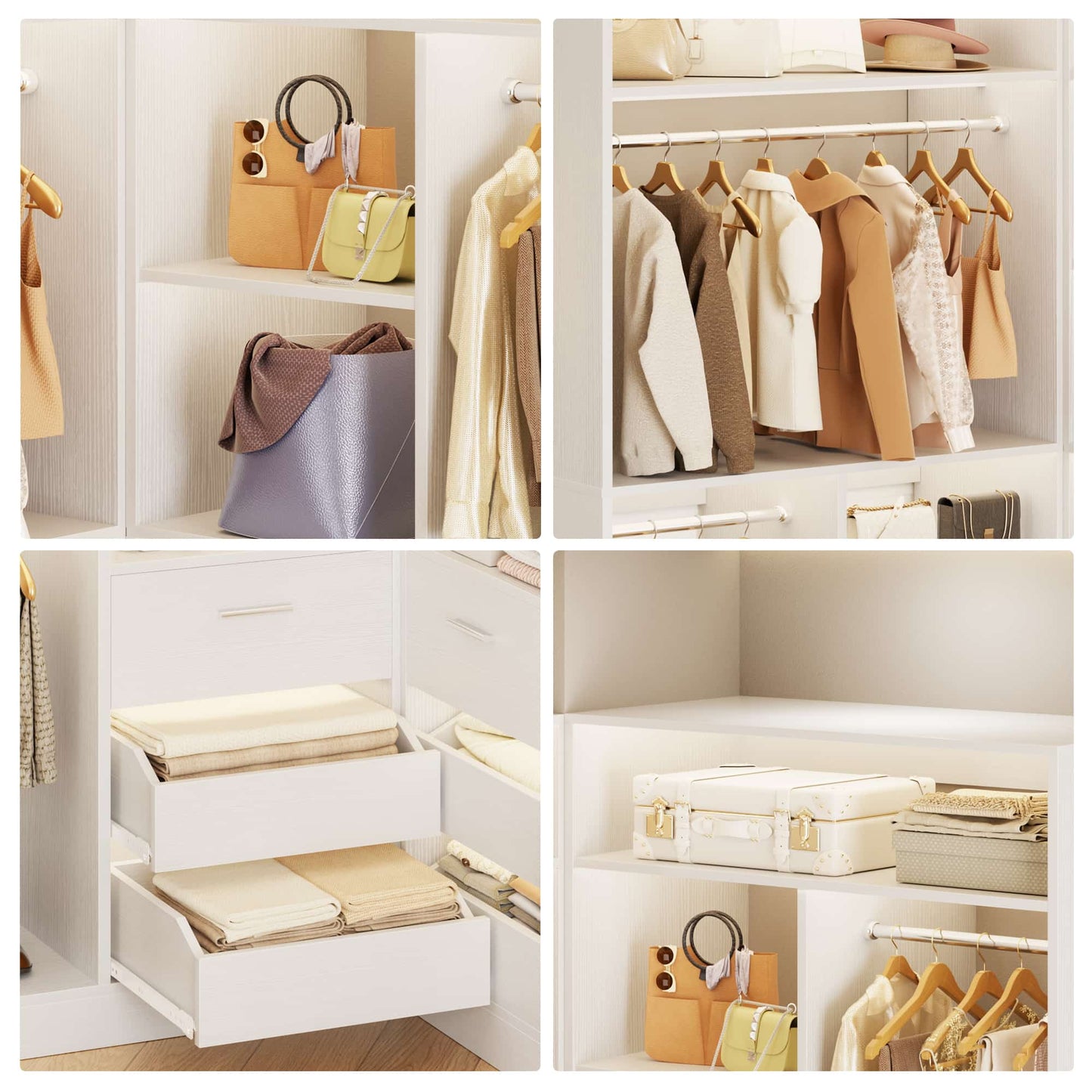 72'' Closet System 2-Piece Set with 6 Drawers, Walk-in Closet Organizer with Hanging Rods & Shelves