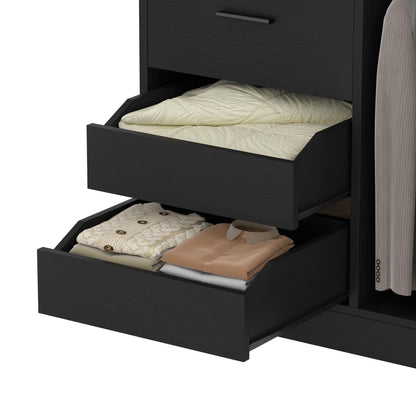 36'' Freestanding Closet System with 3 Drawers, 2 Hanging Rods and Shelves