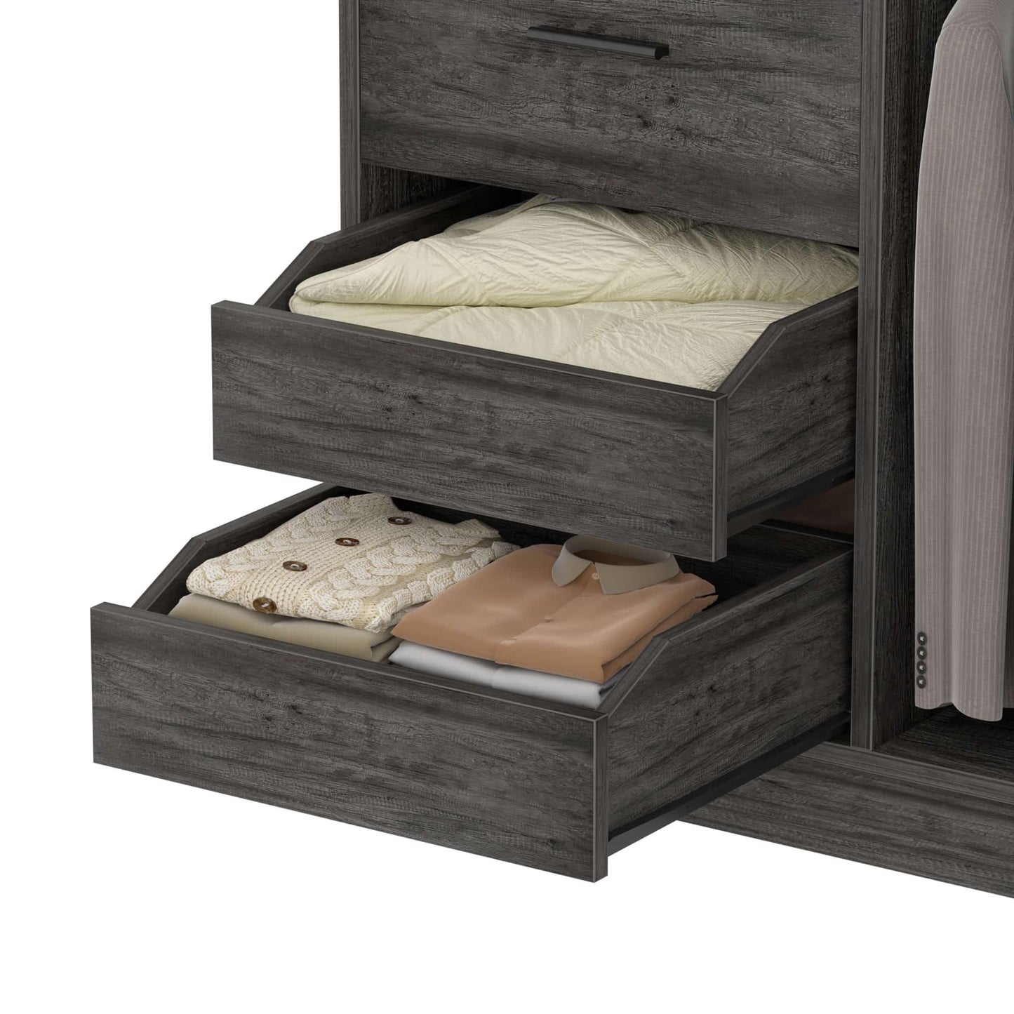 36'' Freestanding Closet System with 3 Drawers, 2 Hanging Rods and Shelves