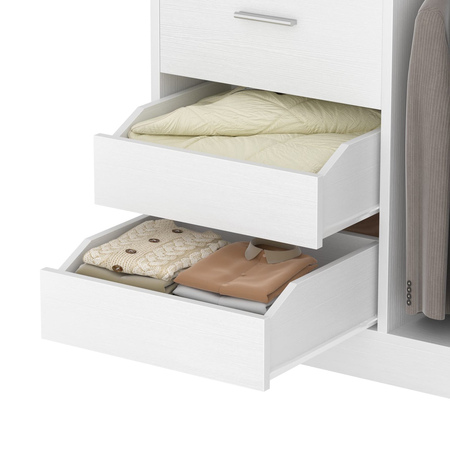 36'' Freestanding Closet System with 3 Drawers, 2 Hanging Rods and Shelves