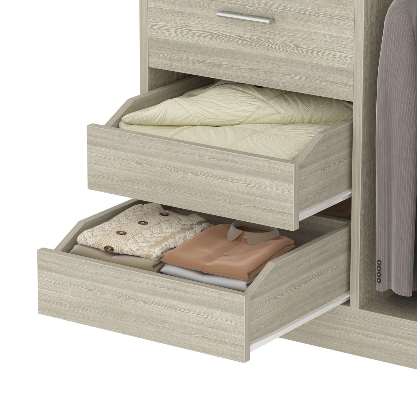 36'' Freestanding Closet System with 3 Drawers, 2 Hanging Rods and Shelves