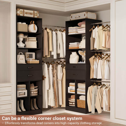 2-Piece Closet System Bundle, Adjustable Shelves & 5 Hanging Rods