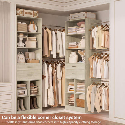 2-Piece Closet System Bundle, Adjustable Shelves & 5 Hanging Rods