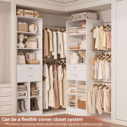 2-Piece Closet System Bundle, Adjustable Shelves & 5 Hanging Rods