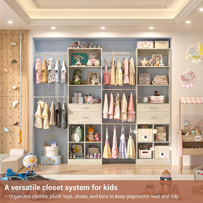 2-Piece Closet System Bundle, Adjustable Shelves & 5 Hanging Rods