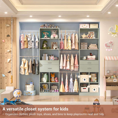 2-Piece Closet System Bundle, Adjustable Shelves & 5 Hanging Rods