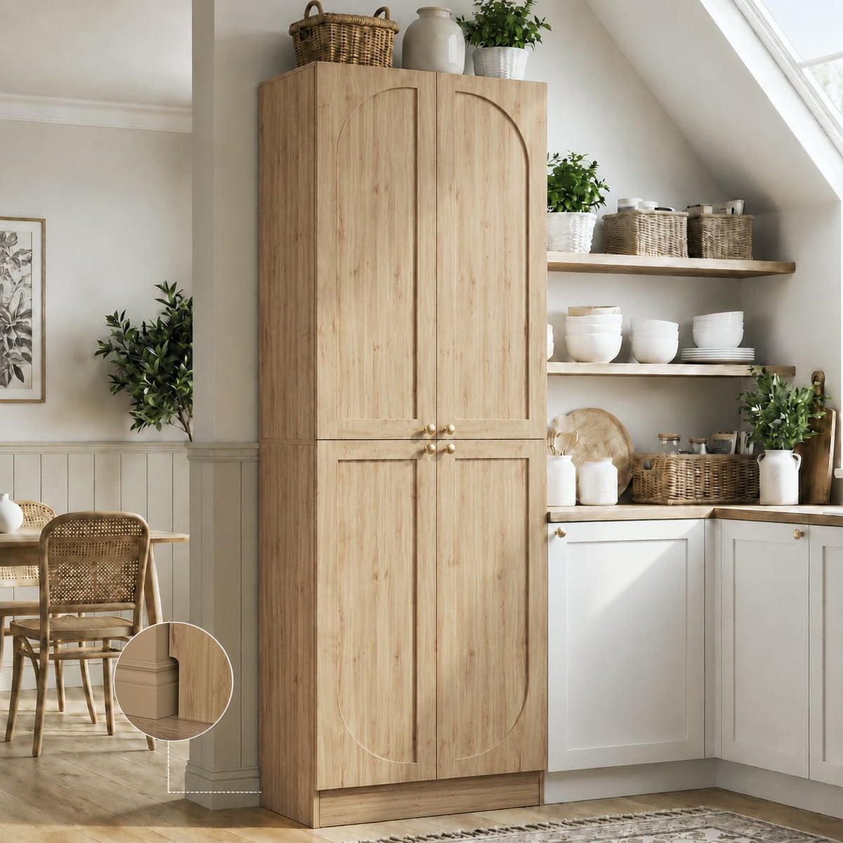 80" Kitchen Pantry with 4 Soft Close Doors