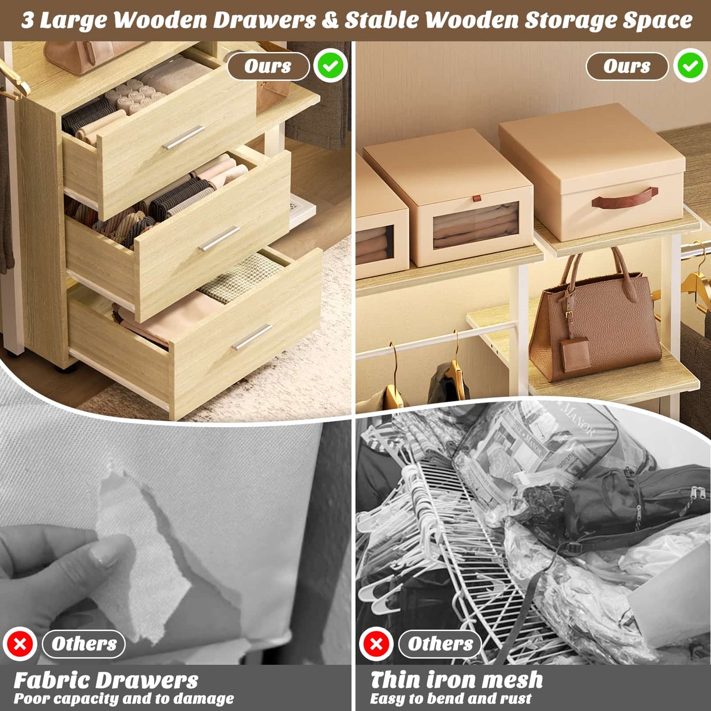 96'' Walk-in Closet Organizer with Drawers and Shelves