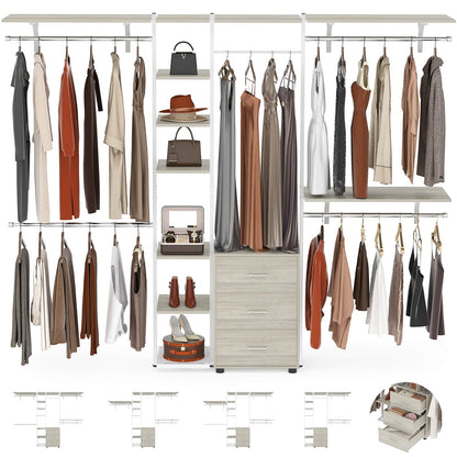96'' Walk-in Closet Organizer with Drawers and Shelves